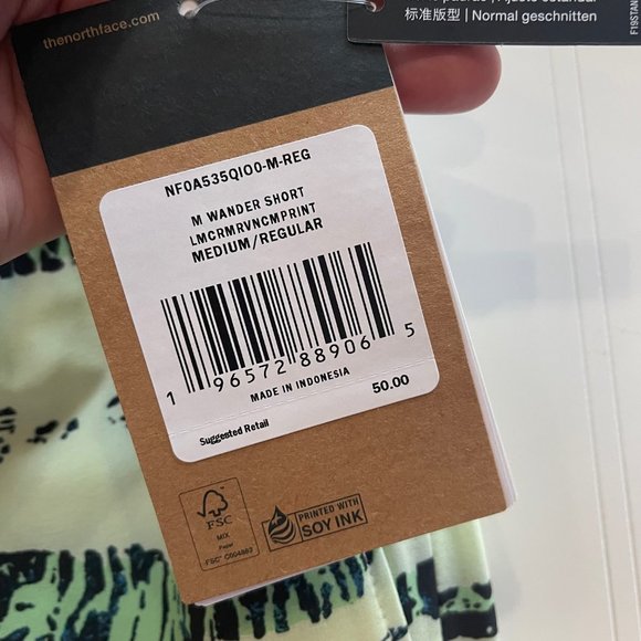 The North Face  Men’s SizeM, L, XLWander Shorts Lime Cream Ravine Print MSRP $50 - Picture 3 of 7